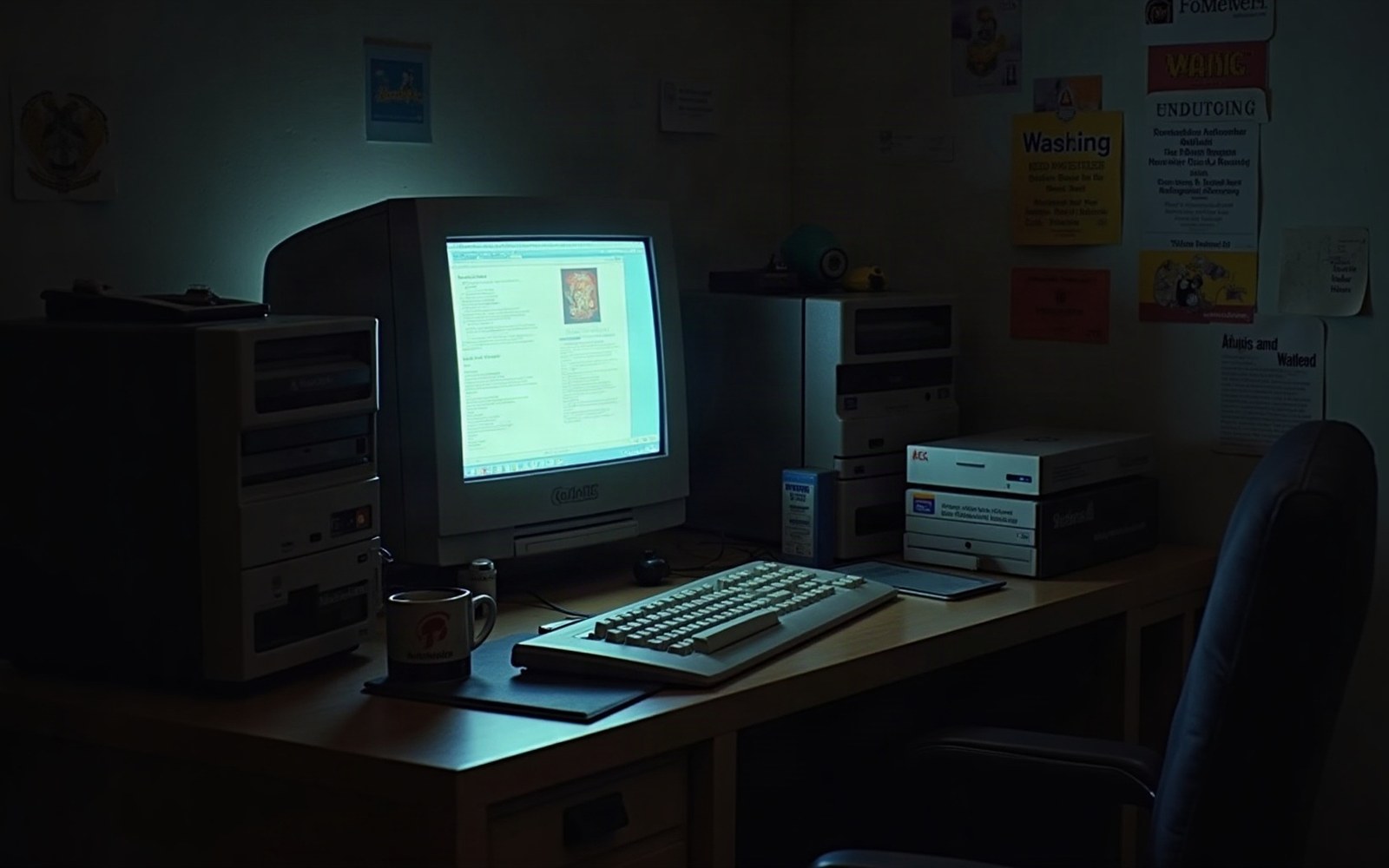Flash 5 authoring window open on a CRT monitor, timeline and Actions panel visible, adult hand on the mouse